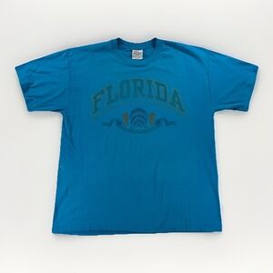 Vintage Florida Tourist T Shirt Hanes Heavyweight Blue Beach Graphic Adult L